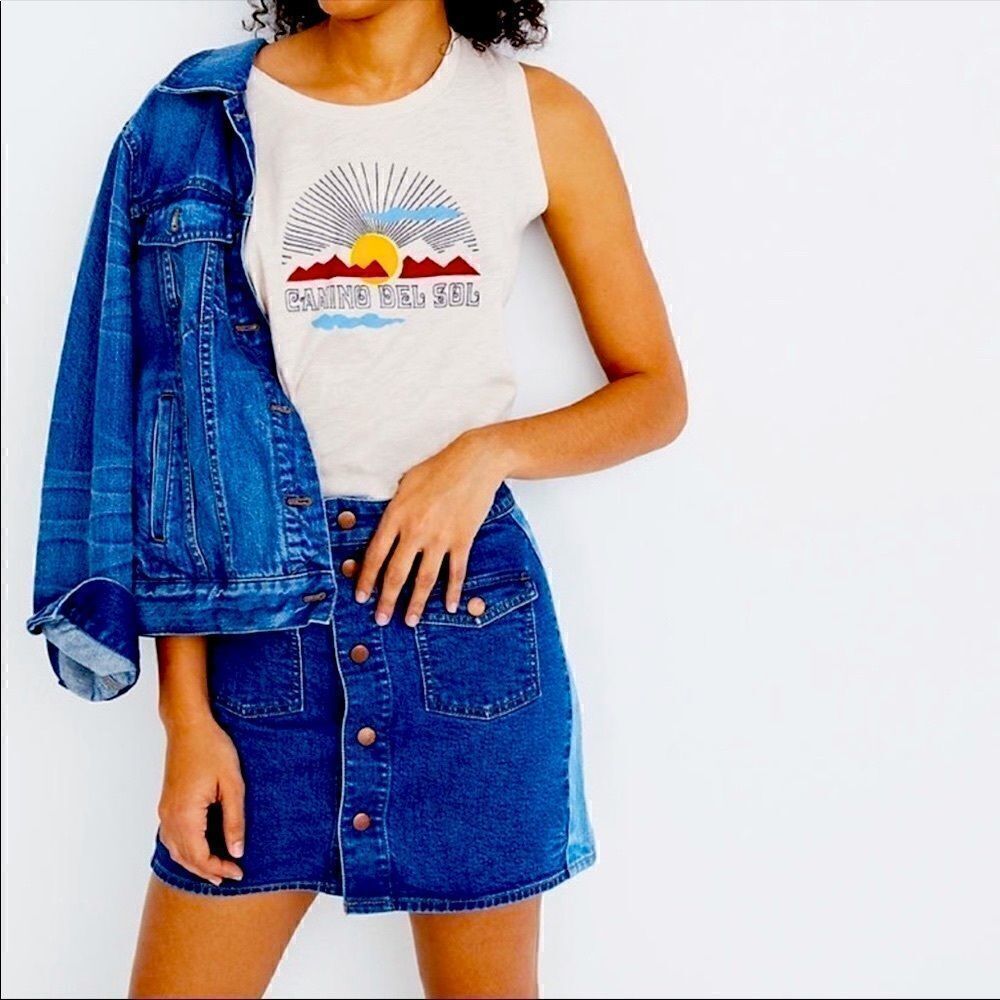 Madewell Two Tone Panel blue Jean Skirt size 28